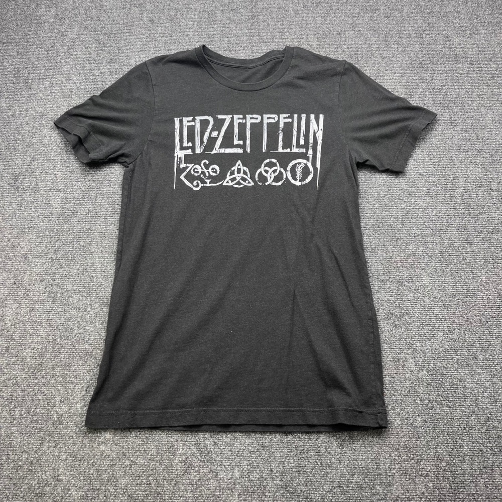 Led Zeppelin Band Tee Rock Concert Graphic Charcoal Black T-Shirt